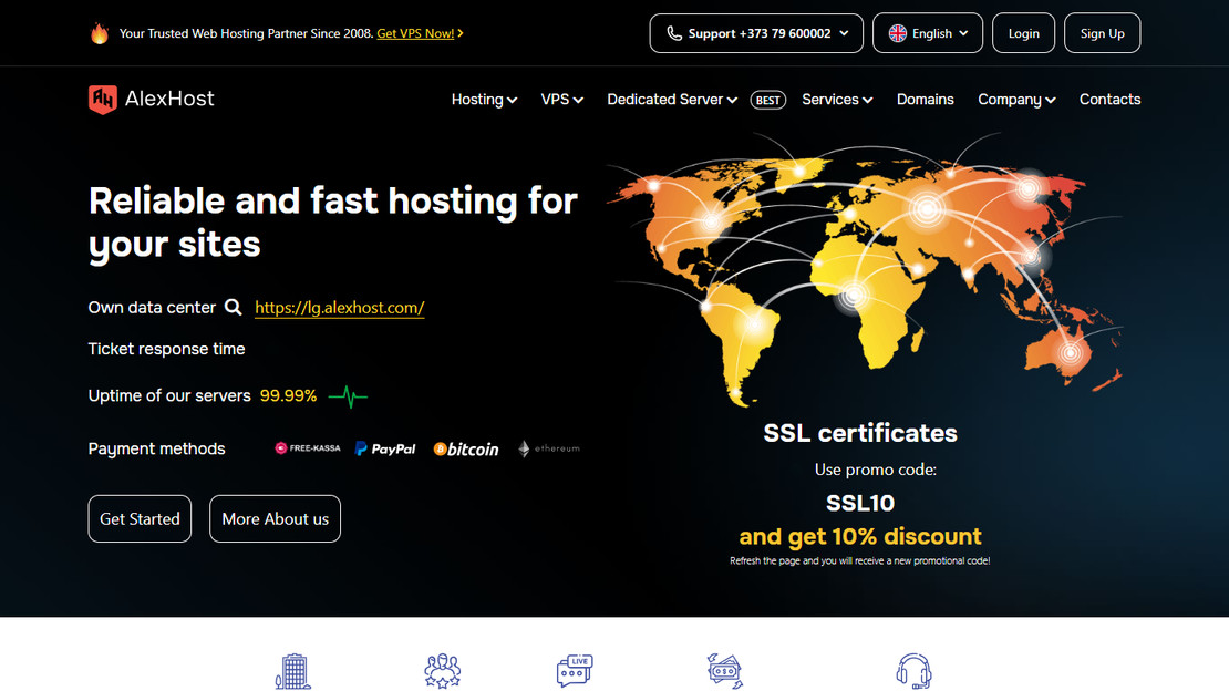 Скриншот сайта AlexHost