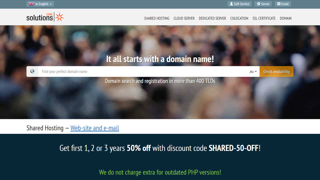 Скриншот сайта Core Hosting