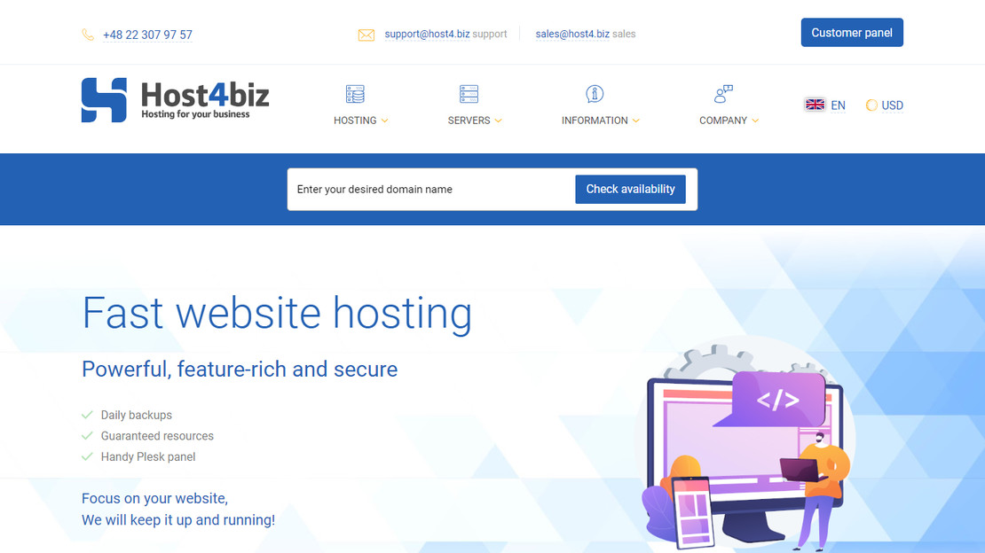Скриншот сайта Host4biz