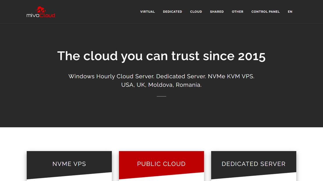 Скриншот сайта MivoCloud