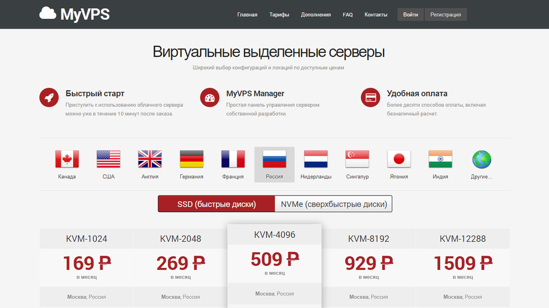 Скриншот сайта MyVPS