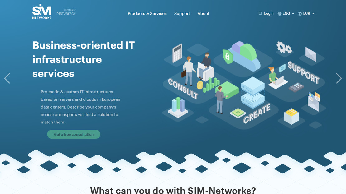 Скриншот сайта SIM-NETWORKS